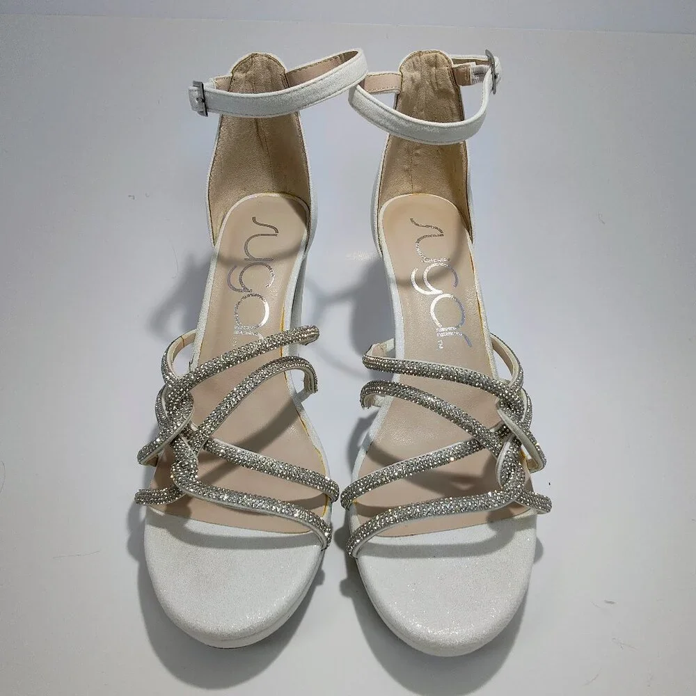 Sugar Women's Size 10M Petal‎ White Shimmer Block Heels NWOT